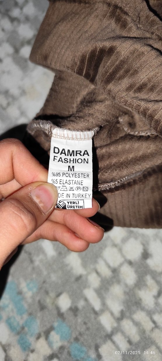 Kahverengi Kadın Süet Pileli Tayt - Görsel 4