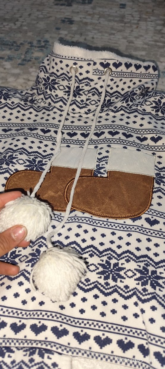 Bohem Nakışlı Beyaz Gri Örgü Kedi Kıyafeti - Görsel 4