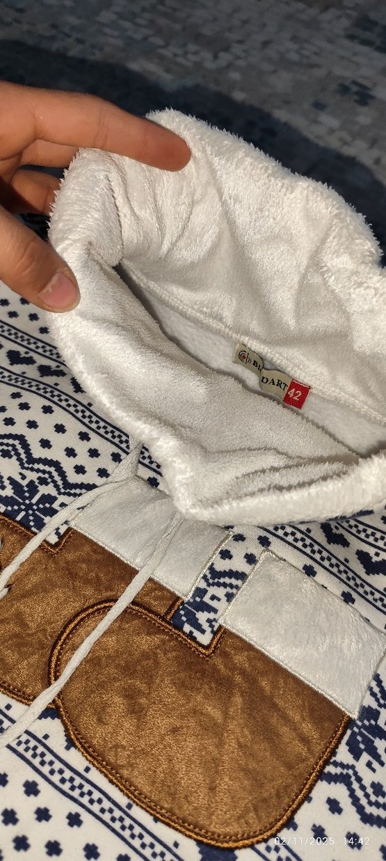 Bohem Nakışlı Beyaz Gri Örgü Kedi Kıyafeti - Görsel 5