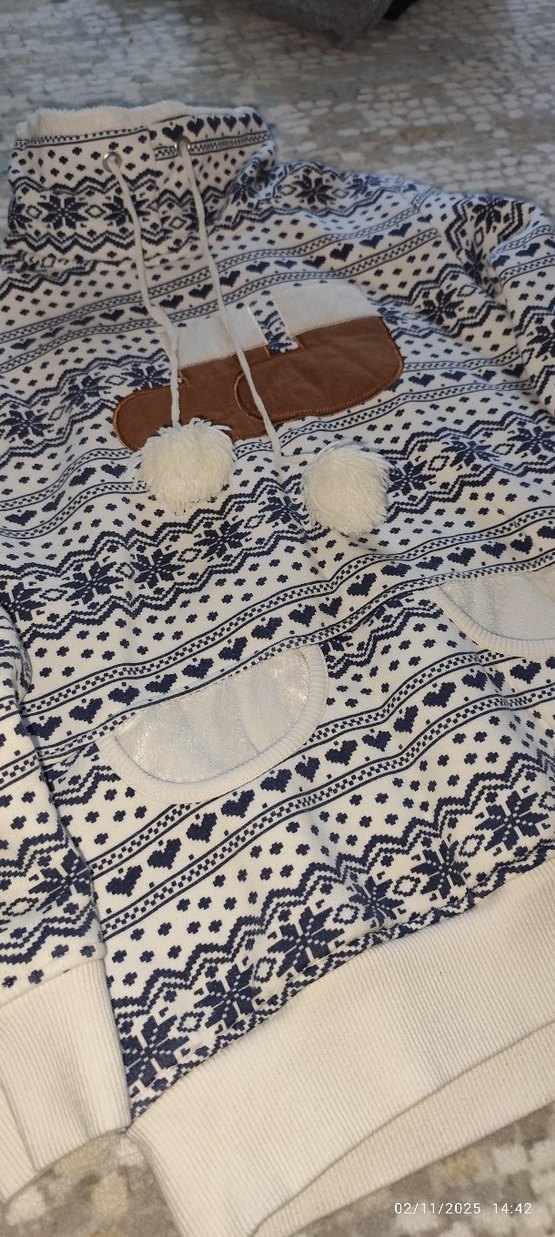 Bohem Nakışlı Beyaz Gri Örgü Kedi Kıyafeti - Görsel 2