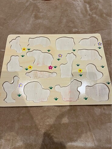  Beden Renk Hayvanlı ahşap puzzle seti