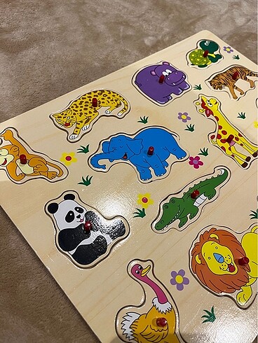  Beden Eğitici hayvanlı ahşap puzzle