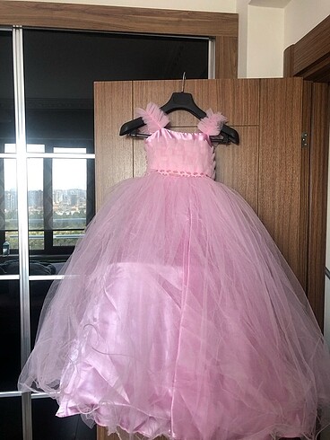 Pembe kız çoçuk abiye