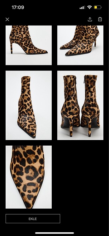 Zara Leopar desenli topuklu bot