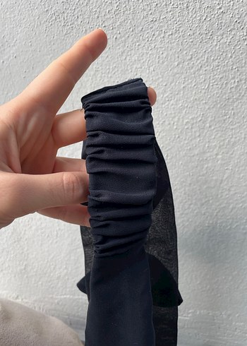 Lacivert Şifon fiyonklu bandana - Görsel 3