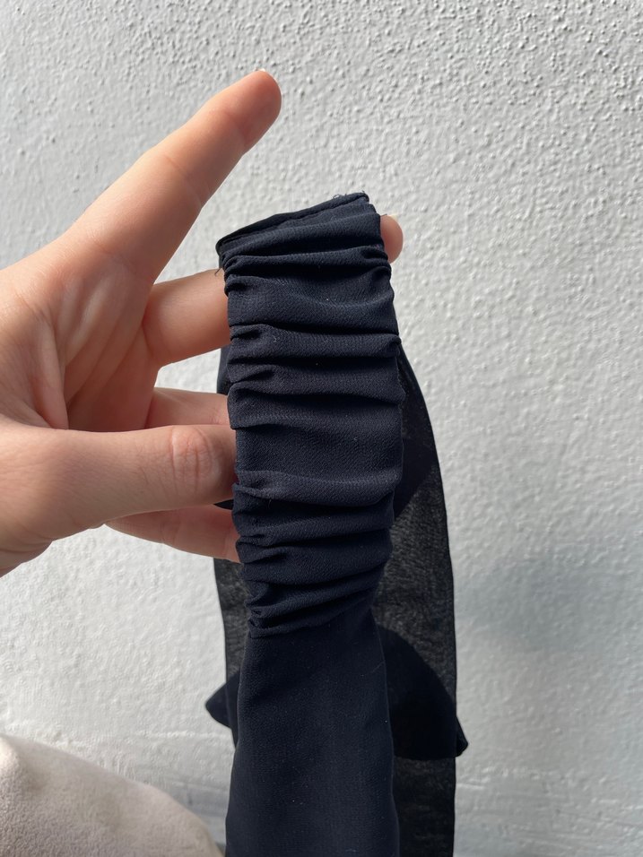 Lacivert Şifon fiyonklu bandana - Görsel 3