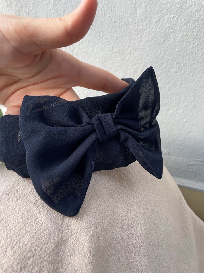 Lacivert Şifon fiyonklu bandana - Görsel 2