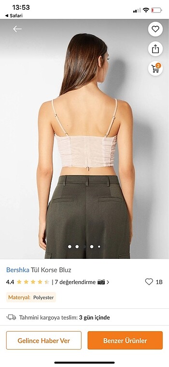 m Beden ten rengi Renk Bershka bluz