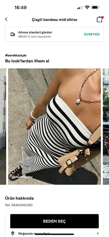 s Beden Bershka çizgili elbise