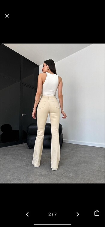 Bershka Krem rengi İspanyol jean