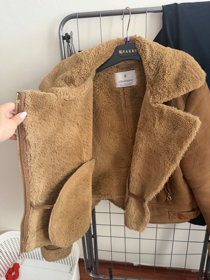 Kürklü Süet Kadın Ceket stradivaus - Görsel 4