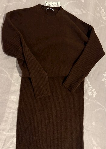 Diğer Siklik Ve Rahatlik Kahverengi Fitilli Triko Elbise