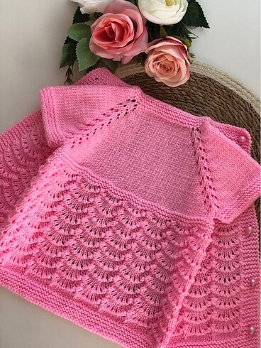 Kız bebek örgü yelek - Görsel 6