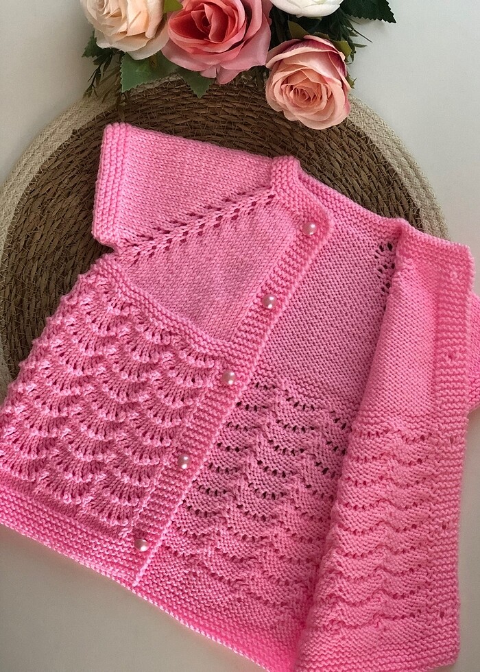 Kız bebek örgü yelek - Görsel 2