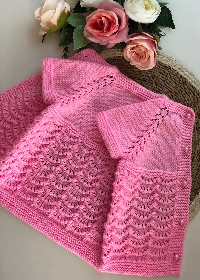 Kız bebek örgü yelek - Görsel 4