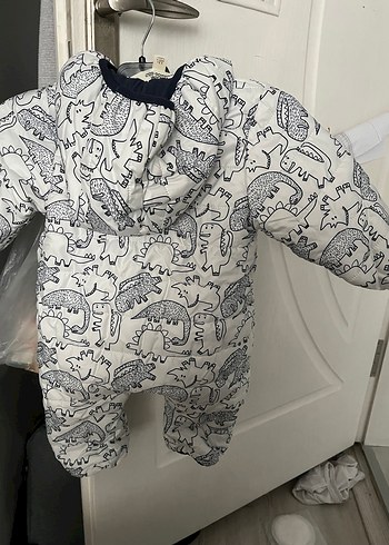 Fermuarlı Gri Desenli Bebek Tulumu - Görsel 2