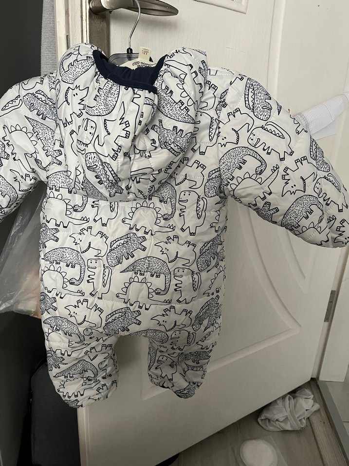 Fermuarlı Gri Desenli Bebek Tulumu - Görsel 2