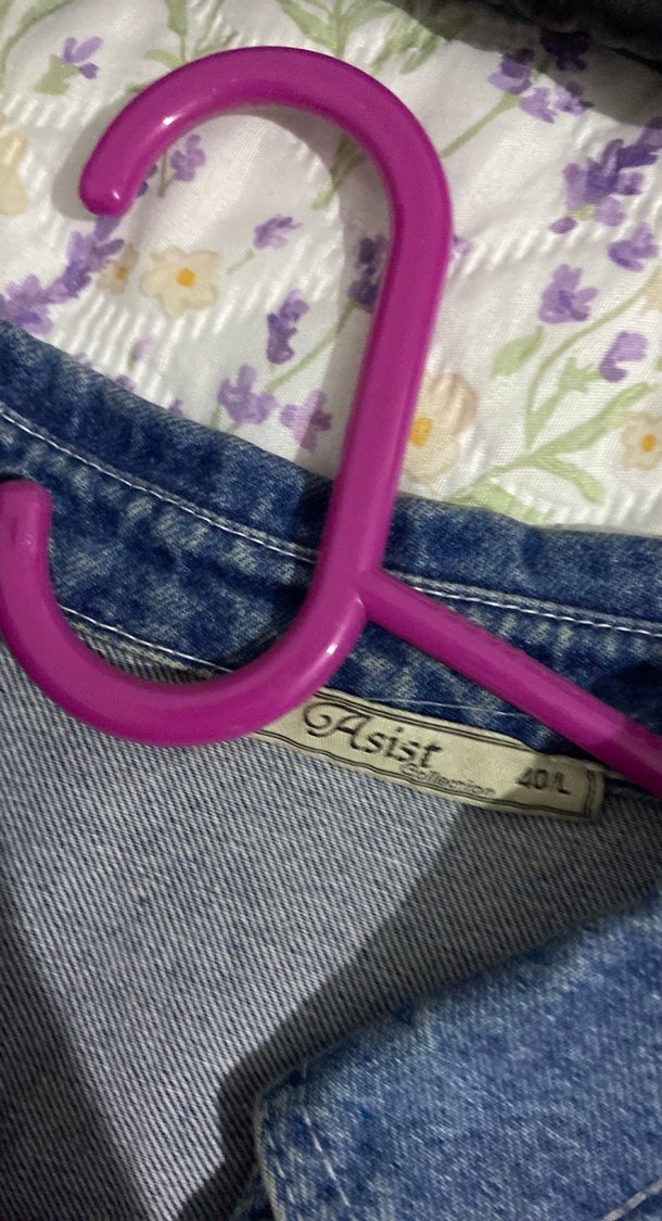 Düğmeli Mavi Kadın Denim Ceket - Görsel 2