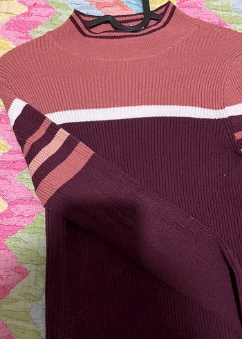 Çizgili Balıkçı Yaka Kadın Triko - Görsel 2