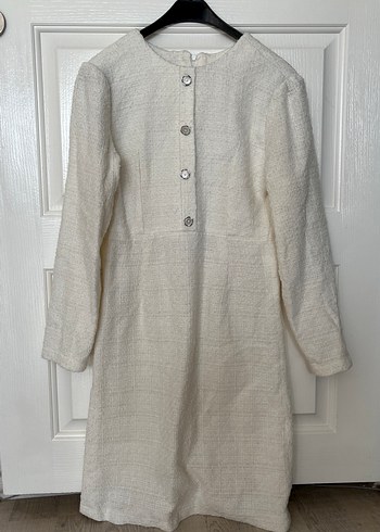 Zara Ekru Minimal Tuvit Elbise