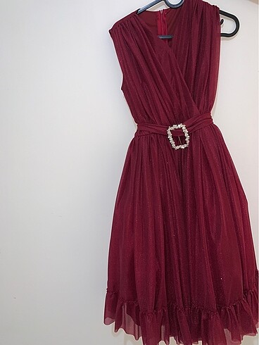 Bordo simli abiye