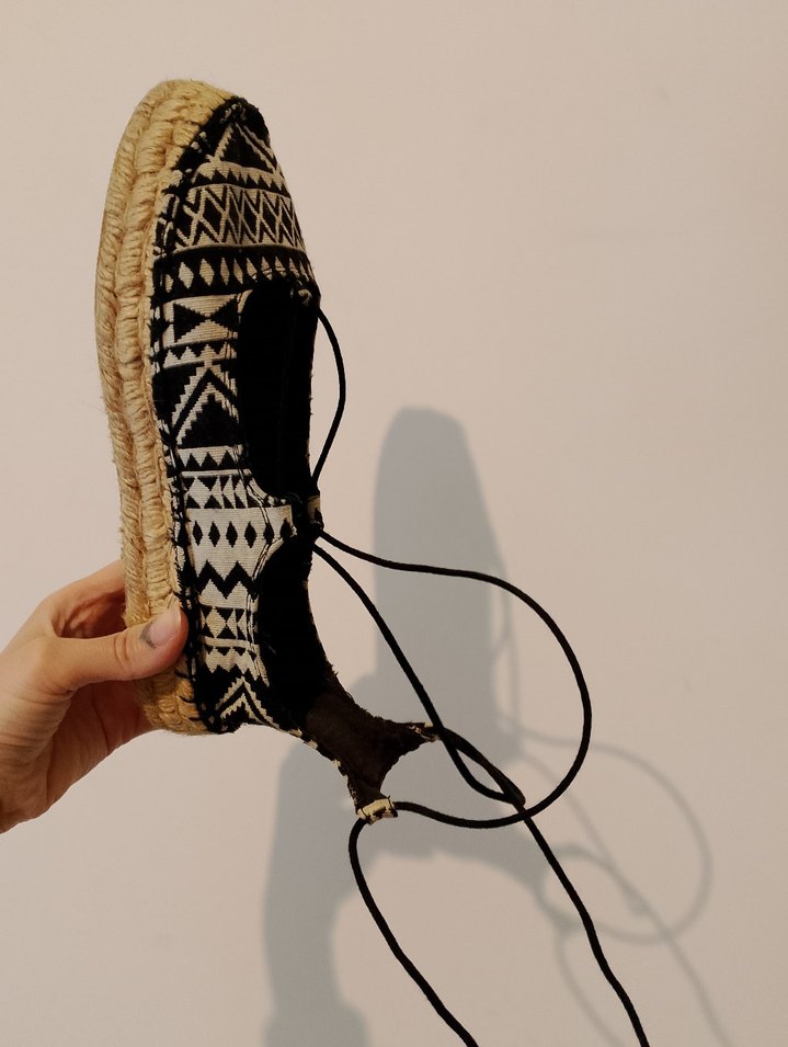 Bohem Desenli Kadın Dolgu Topuk Espadril - Görsel 4