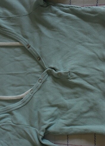 xs Beden yeşil Renk Fitilli uzun kol crop