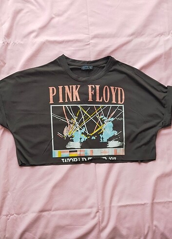 Haki Yeşili Pink Floyd Crop Tişört