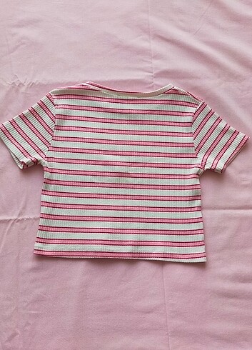 Trendyol & Milla Pembe Çizgili Crop Tişört