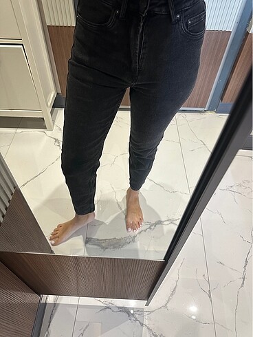 36 Beden gri Renk Stradivarius mom jean