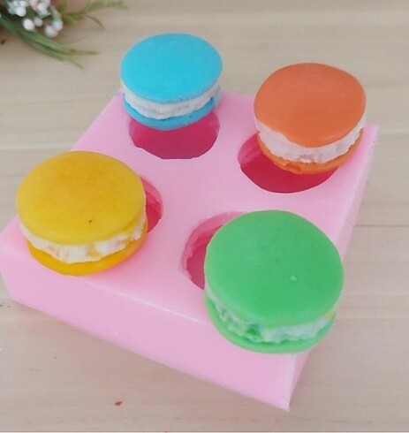 Dörtlü Macaron ( Makaron ) Silikon Kalıbı