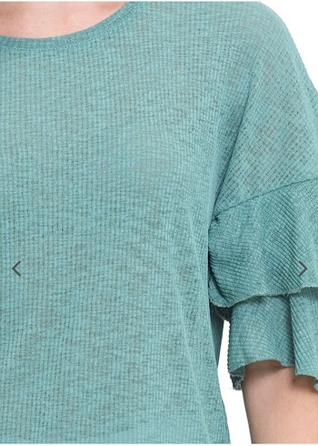 m Beden yeşil Renk LCW Casual Yeşil Kolları Fırfırlı Bluz