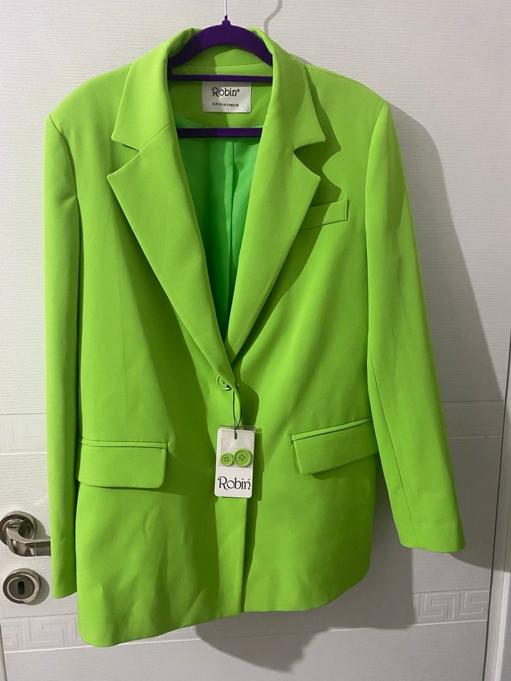 Yeşil Düğmeli Kadın Blazer Ceket - Görsel 2