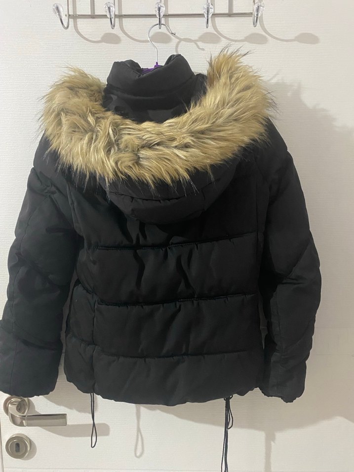 Kürklü Siyah Kadın Kışlık Mont - Görsel 5