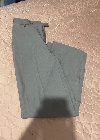 Kadın Gri Keten Kemerli Kumaş Pantolon - Görsel 2