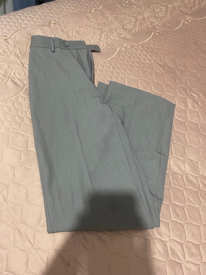 Kadın Gri Keten Kemerli Kumaş Pantolon - Görsel 2