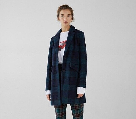 bershka lacivert kaşe kaban
