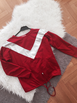 Markasız Ürün Kırmızı - Metalik Gümüş Detaylı Sweatshirt