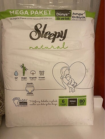 6 Beden: 16+ kg Beden Renk Sleepy 6 numara