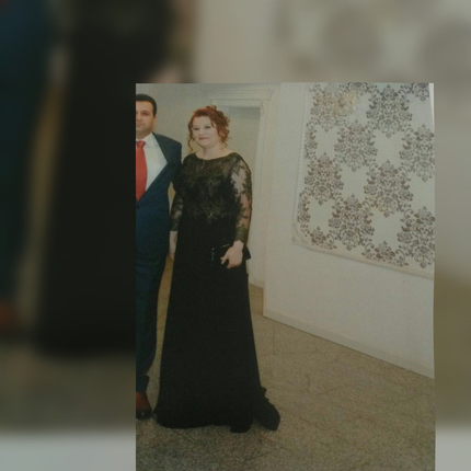 44 Beden siyah Renk Siyah kolları detaylı abiye elbise