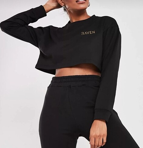 Diğer Raven Siyah Crop Sweat