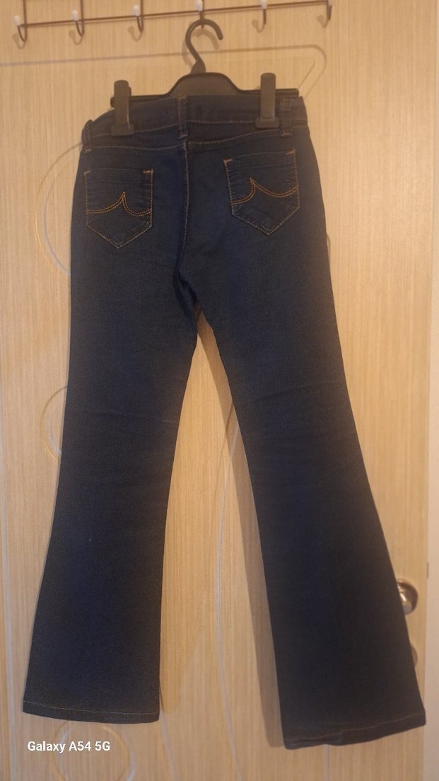 Kemerli Lacivert Kadın Kot Pantolon - Görsel 3