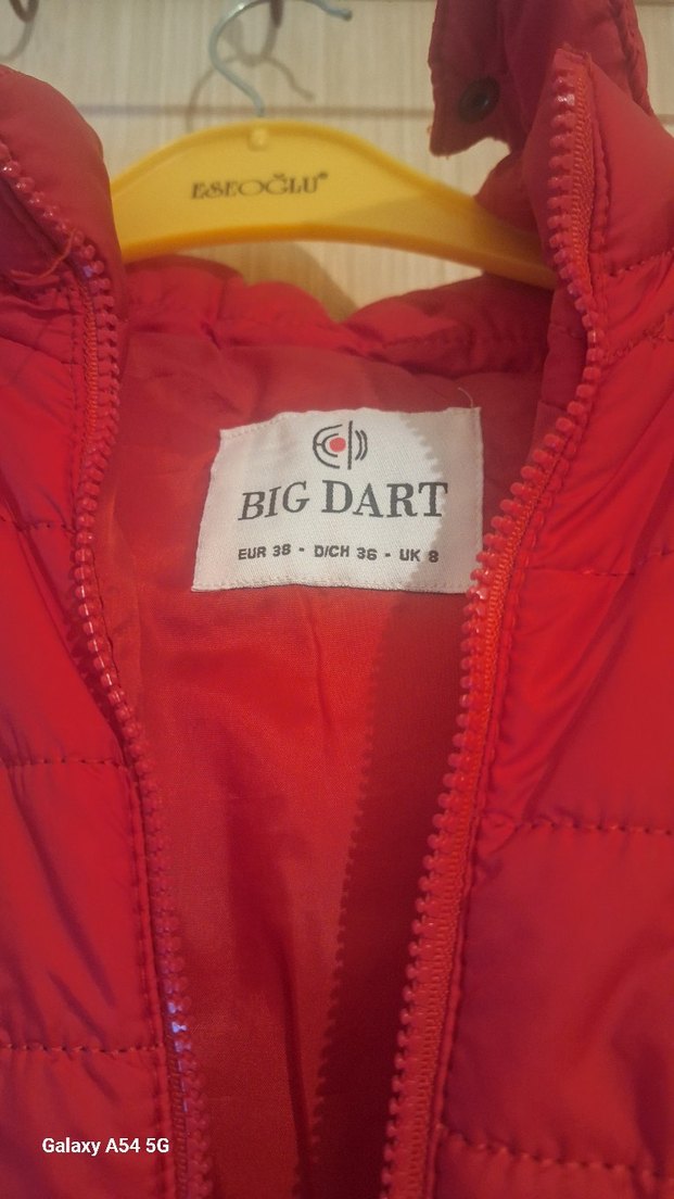 Kırmızı Fermuarlı Kadın Kışlık Mont - Görsel 3