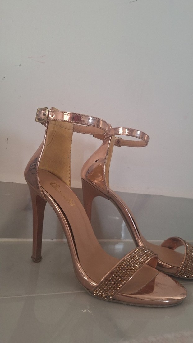 Altın Renkli Yılan Derisi Desenli Stiletto - Görsel 2