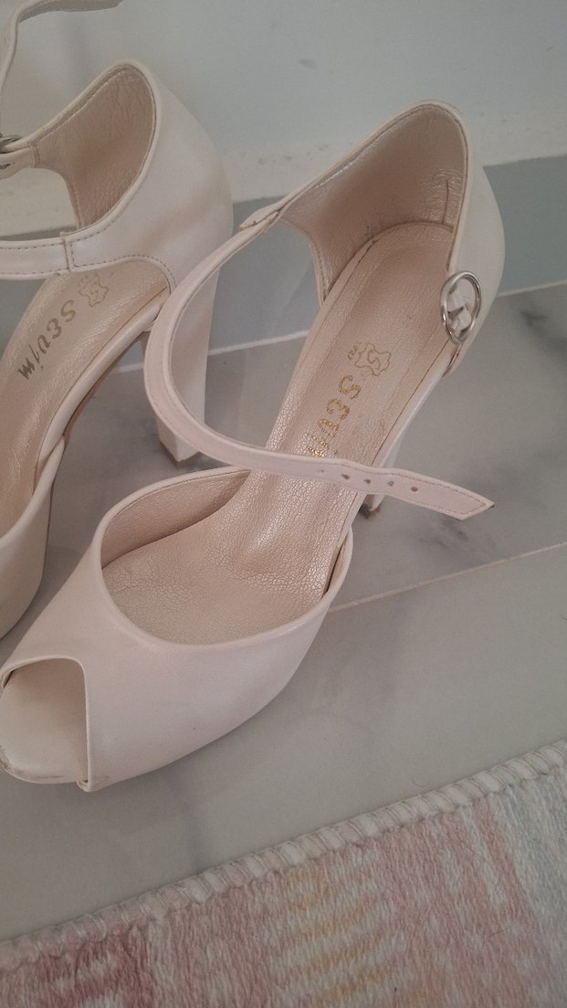 Diger Beyaz Platform Topuklu Kadın Ayakkabı - Görsel 4