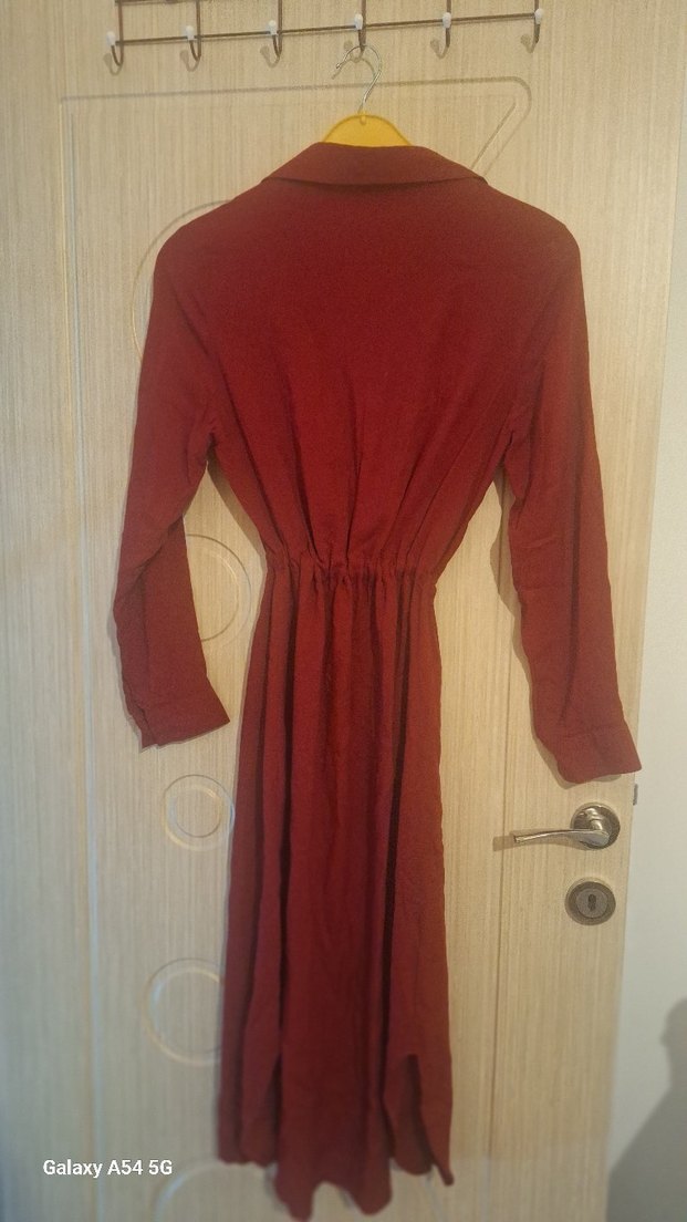 Bordo Uzun Kollu Bohem Kadın Elbise - Görsel 2