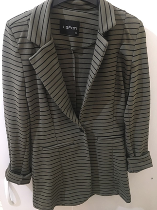 Yeşil çizgili blazer ceket