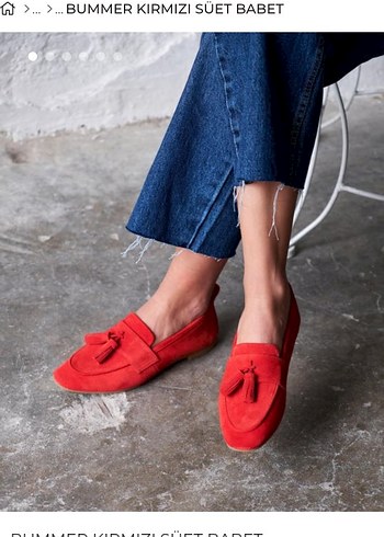Kırmızı Süet Püsküllü Loafer