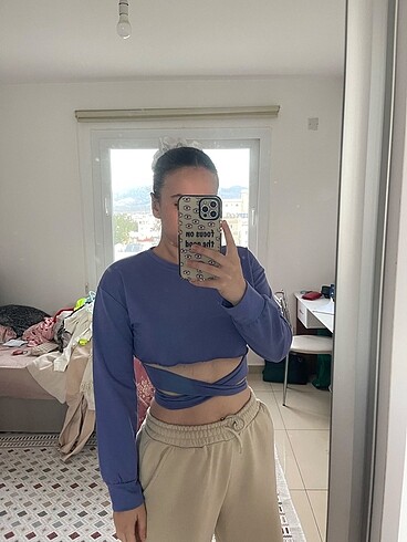 Bel Bağlama Detay Crop Sweat
