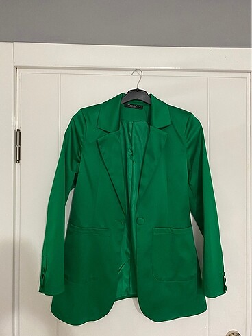 Saten yeşil blazer